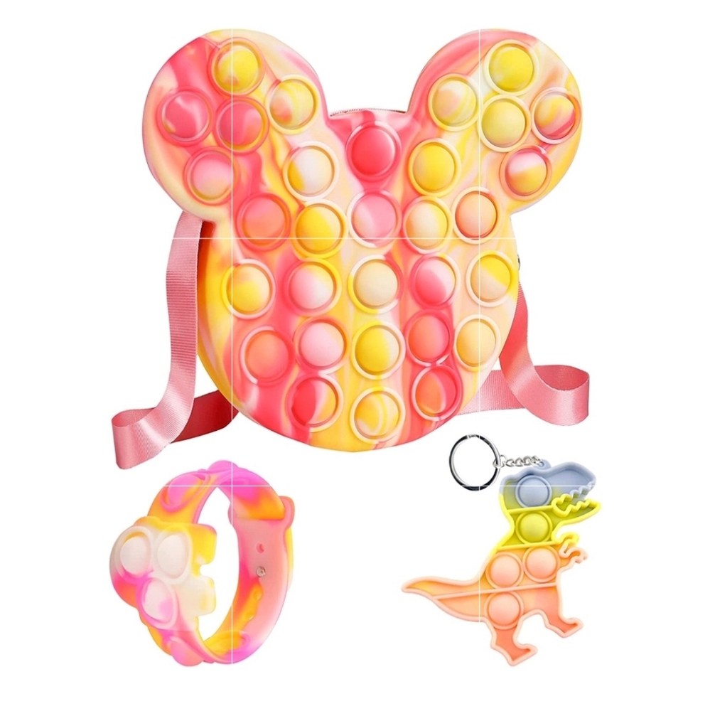 Pop Purse Fidget Toys Bag - Pack of Bracelet Pop Shoulder Purse Keychain Crossbo
